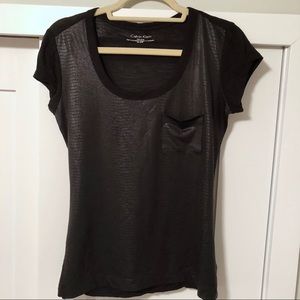 Calvin Klein vegan leather front t-shirt